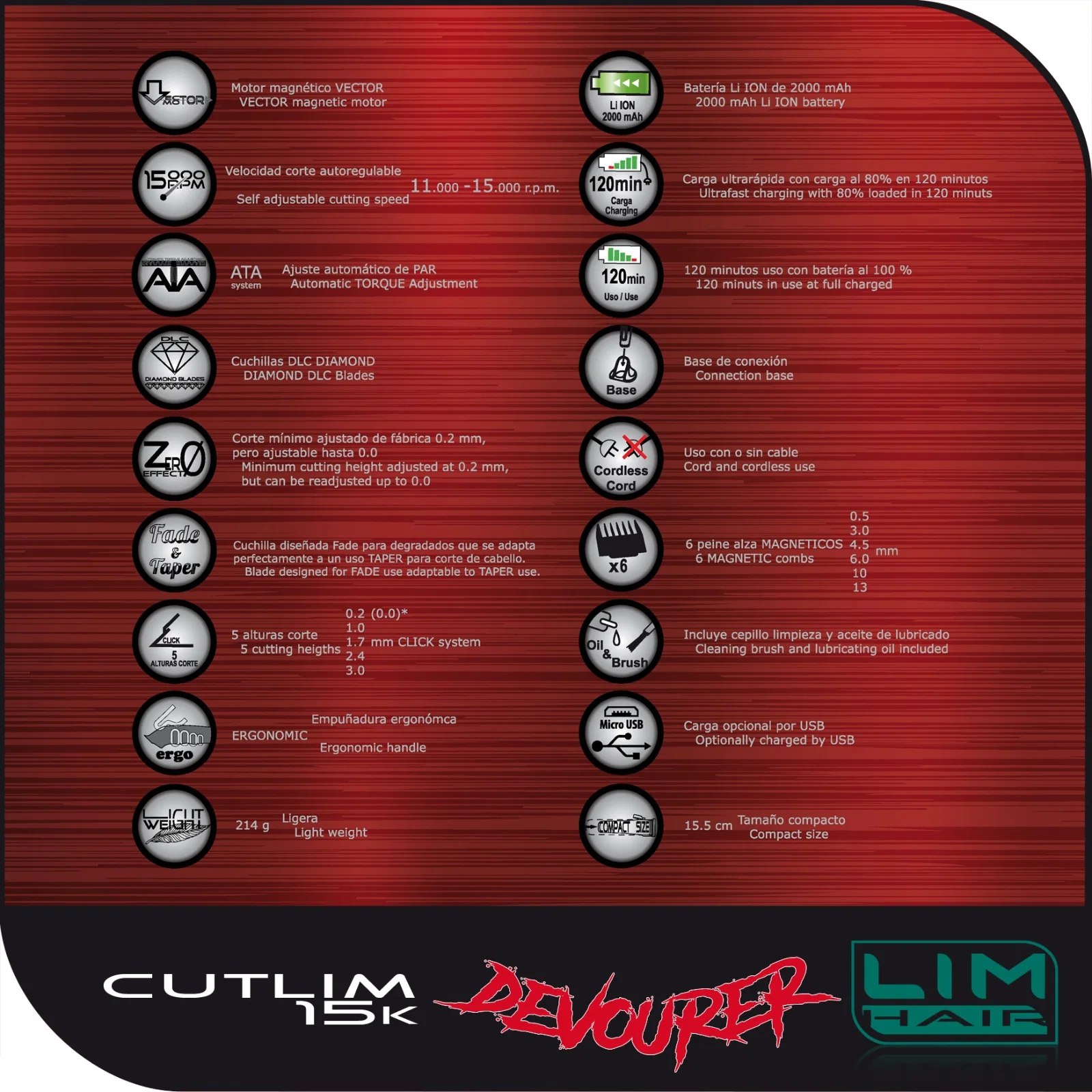 Lim Cutlim 15k Devourer Instinct Tondeuse Clipper - Afbeelding 5