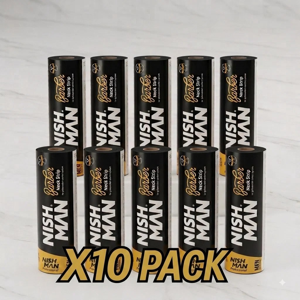 Nishman 10x Nekkraag wegwerp op rol 5 stuks Zwart Nekpapier