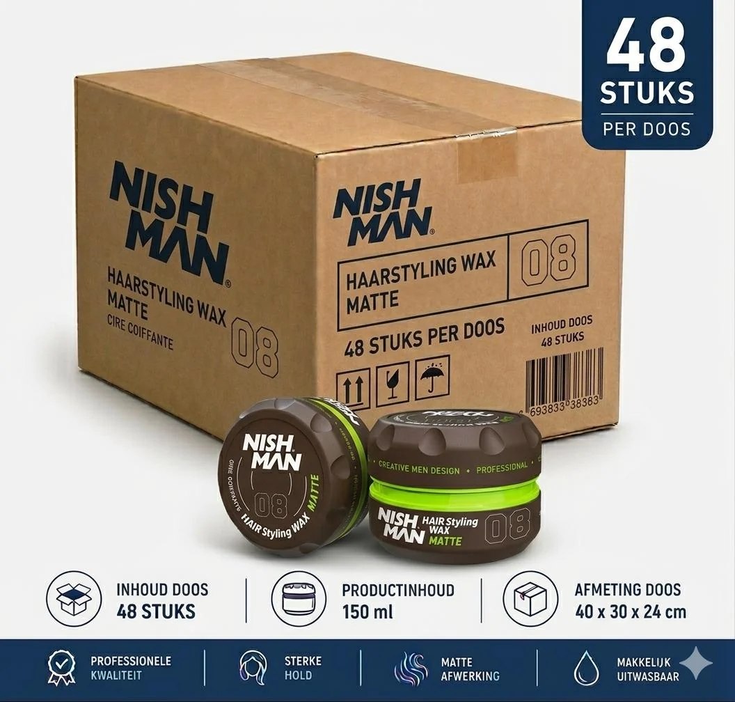 Nishman Hair Styling Wax 08 Matte 48 stuks