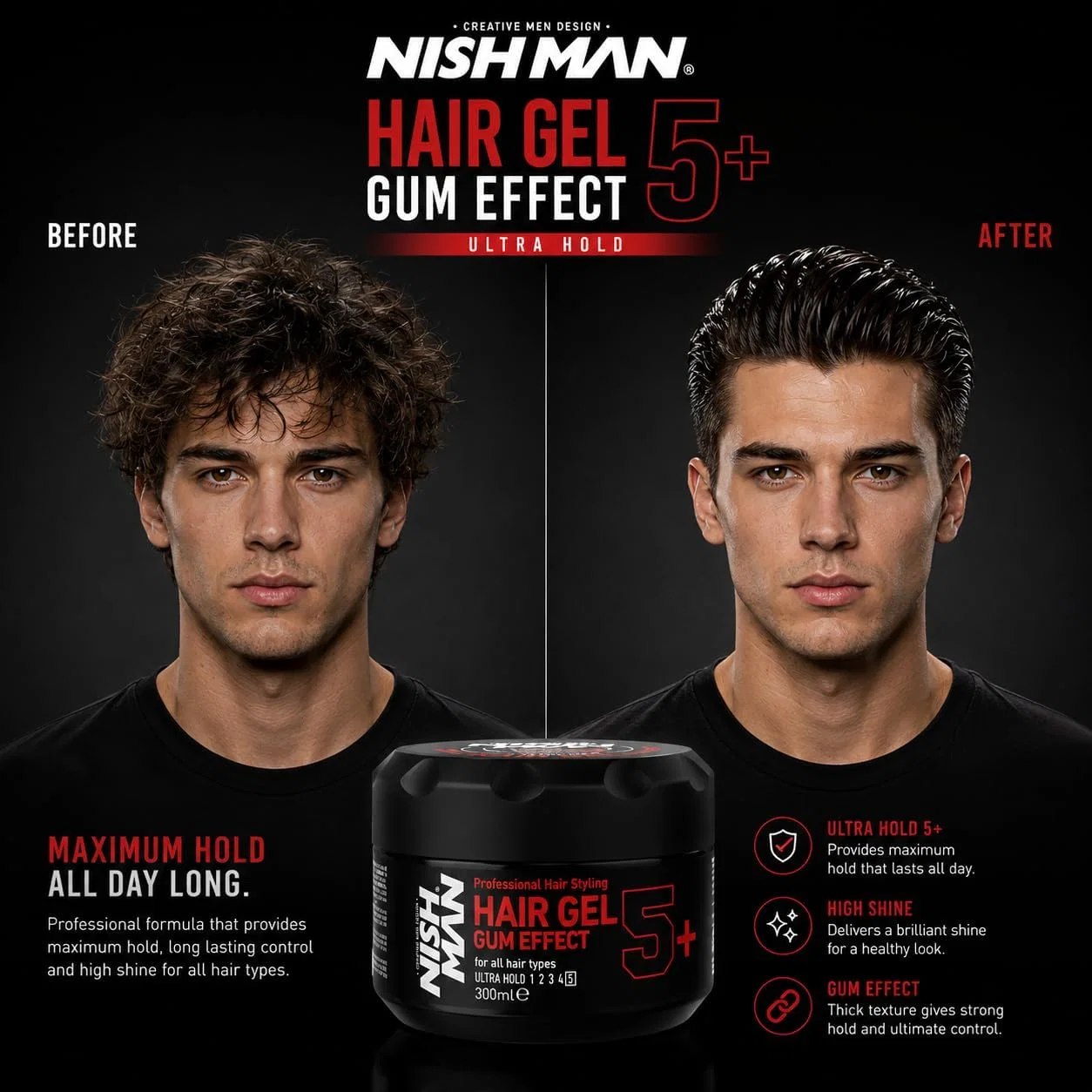 Nishman Hairgel Gum Effect 5+ x12 - Afbeelding 3