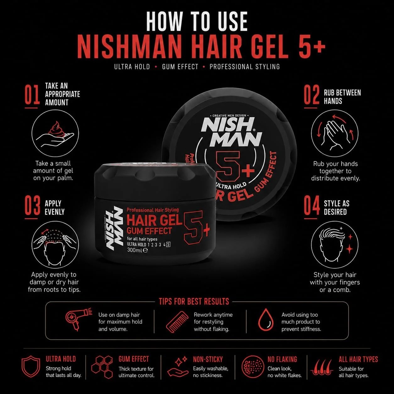 Nishman Hairgel Gum Effect 5+ x12 - Afbeelding 4